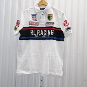 NWT Polo Ralph Lauren RL Racing Motorsport Polo Shirt White Size Medium